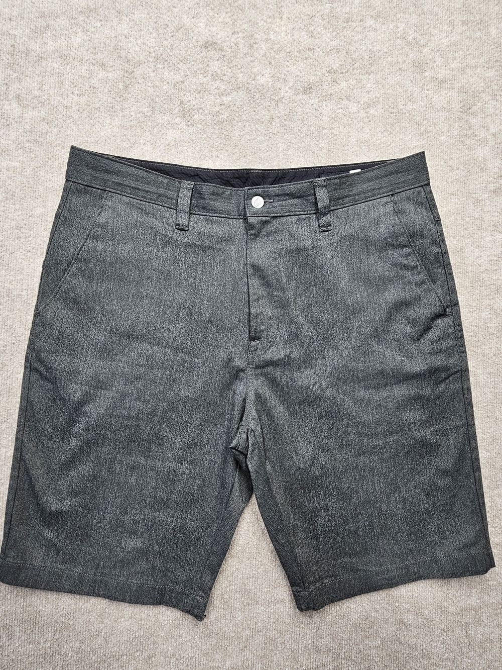 Volcom Men's Shorts Size 36 Charcoal Gray Cotton Blend Flat Front Casual Chino